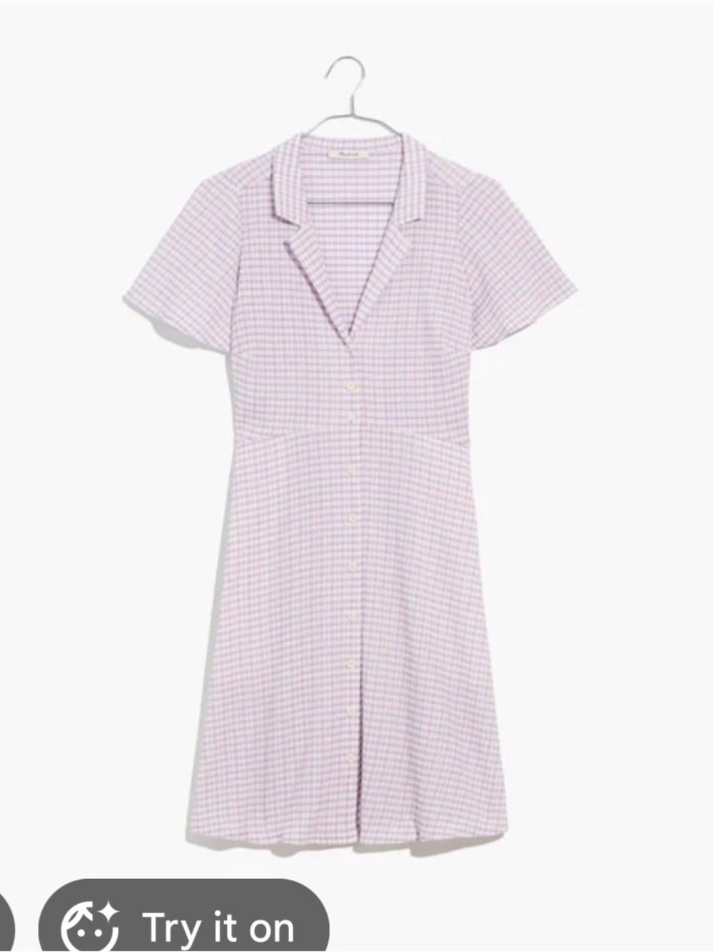 Madewell Lavender-Check Button-Front Mini Dress - Picture 4 of 13